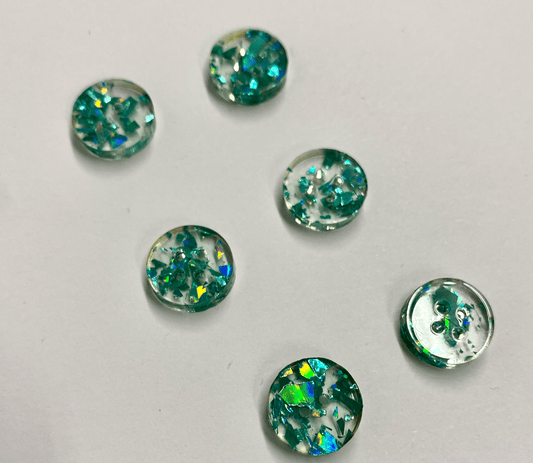 1/2" Teal Glitter Two Hole Acrylic Button - homesewn