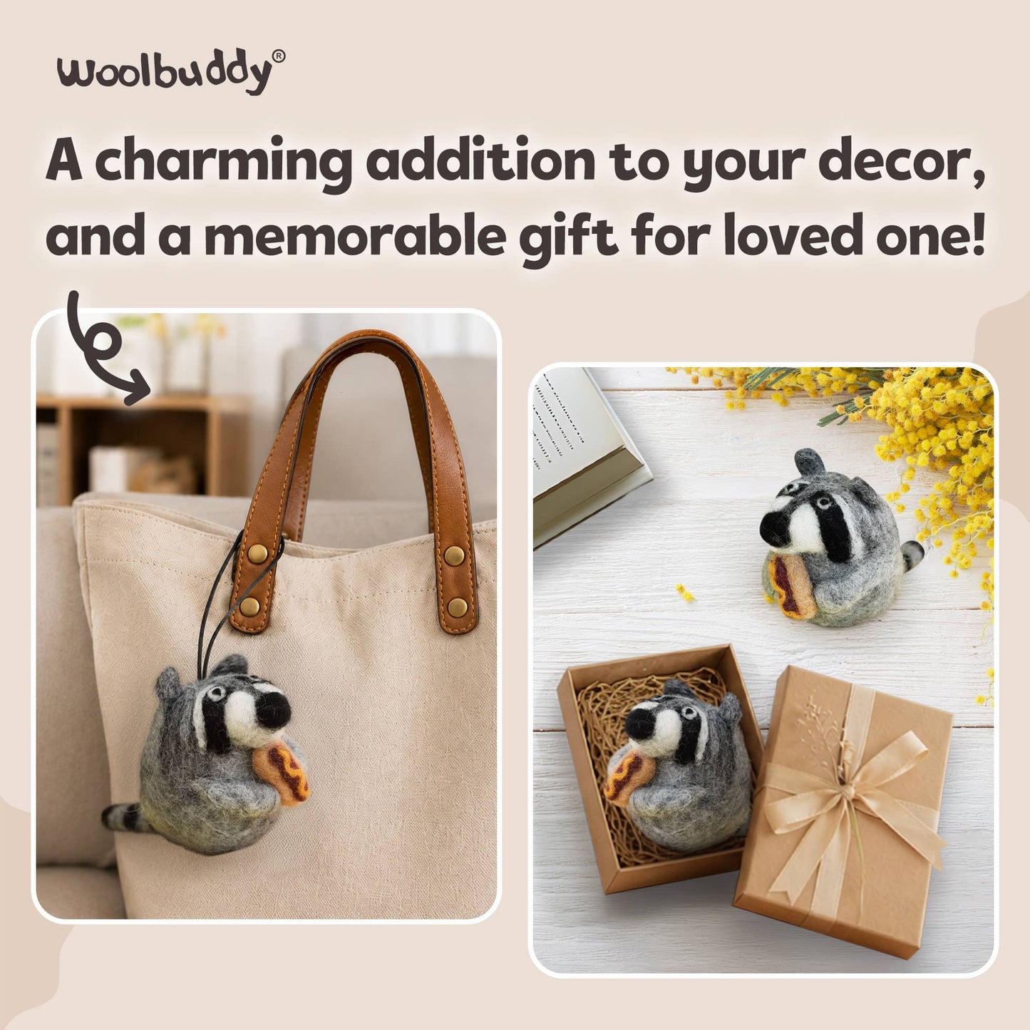 Beginner Raccoon Needle Felting Kit – DIY Craft Gift