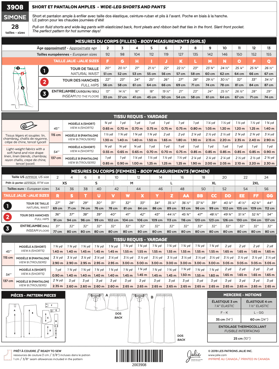 3908 // SIMONE Wide-Leg Shorts and Pants PDF DOWNLOAD - homesewn