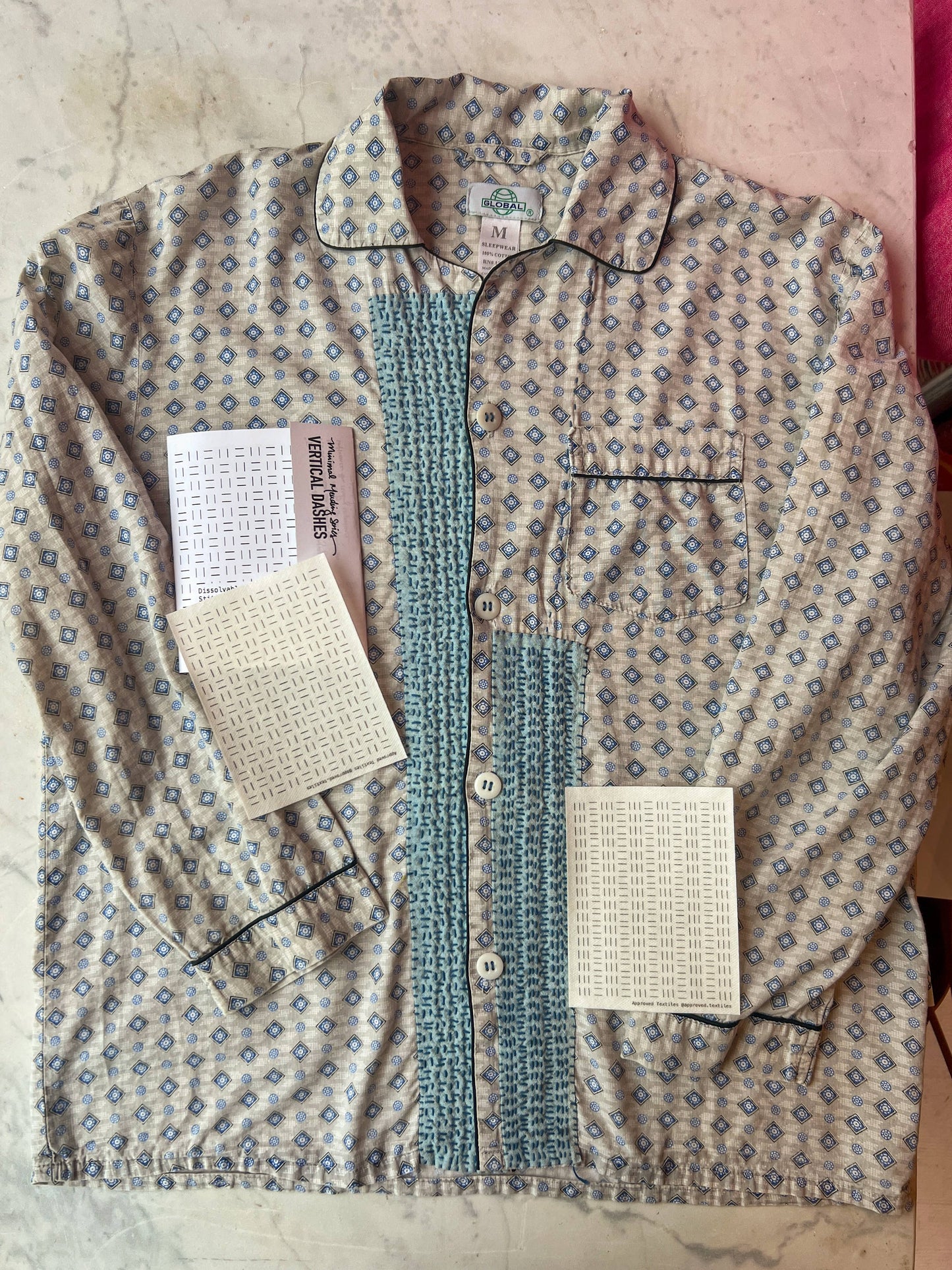 Vertical Dashes - Minimal Mending + Embellishment Transfer