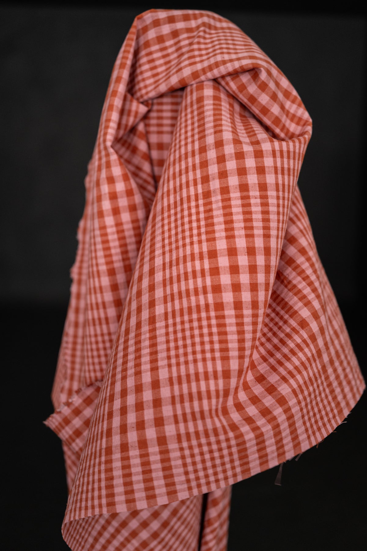 Sorbet Melt Organic Cotton/Linen Gingham - orange pink gingham fabric