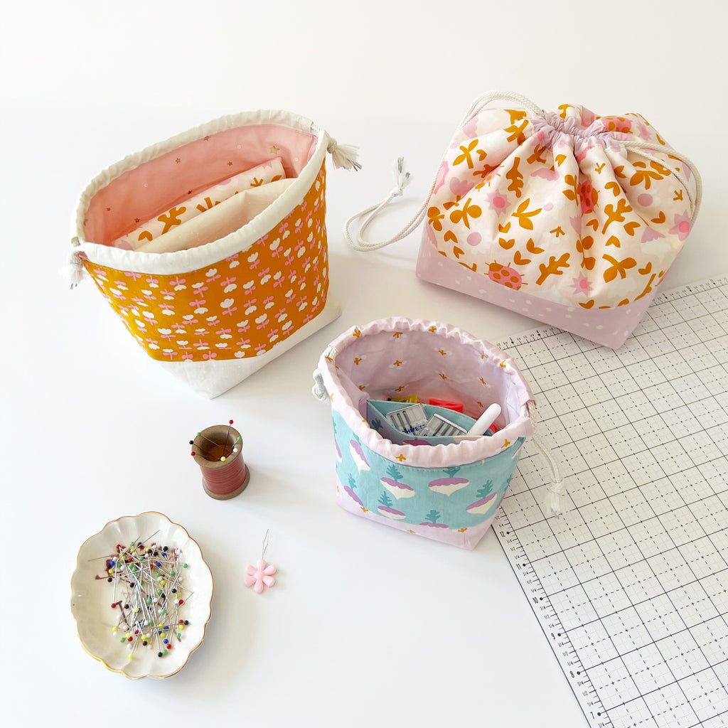 Divided Drawstring Pouch sewing pattern by Lou Orth Designs
