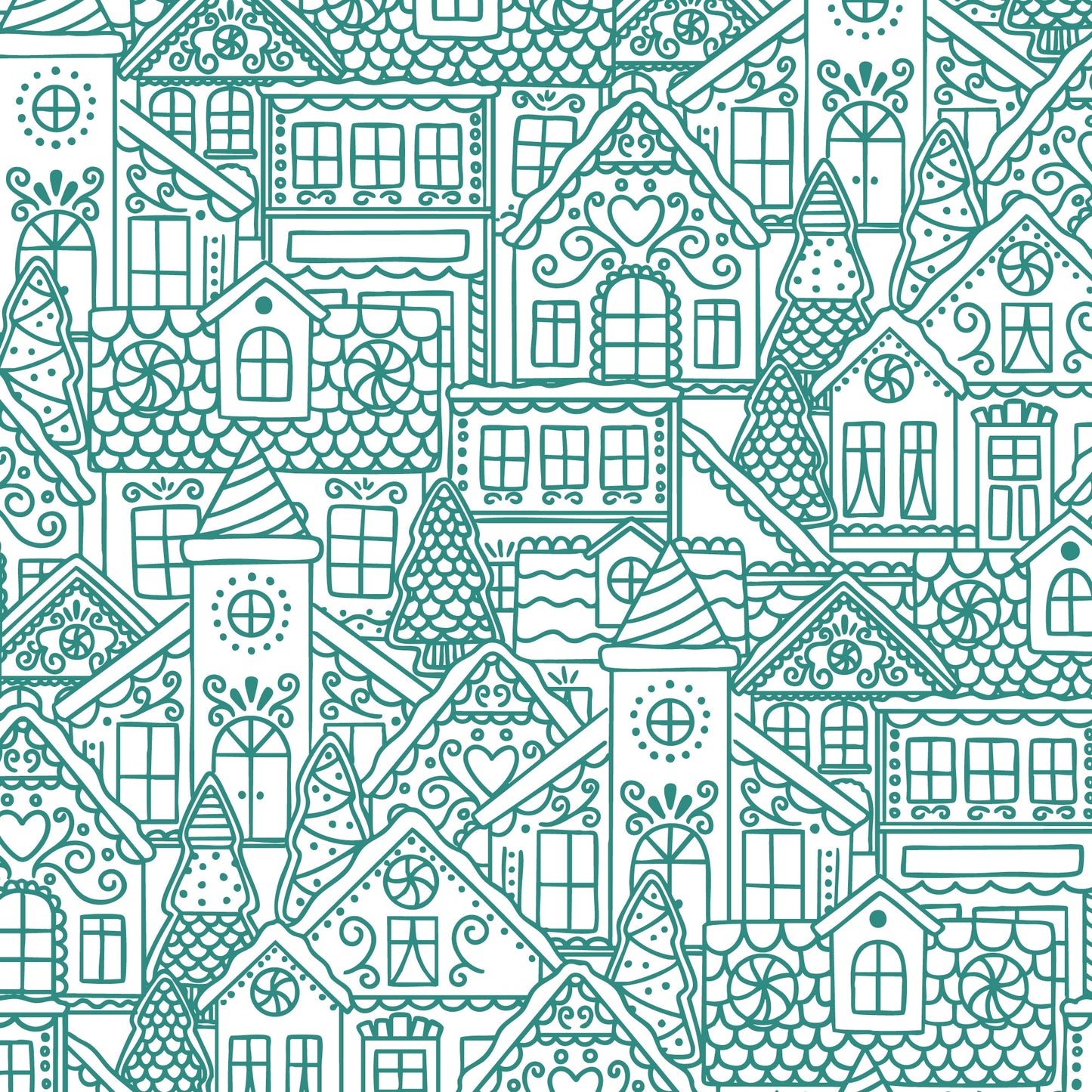 Gingerbread Village Turquoise - Jolly Tidings