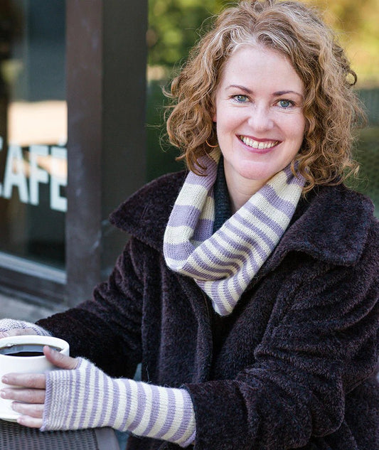 Accelerating Stripes Cowl & Mitts - Knitting Pattern - homesewn