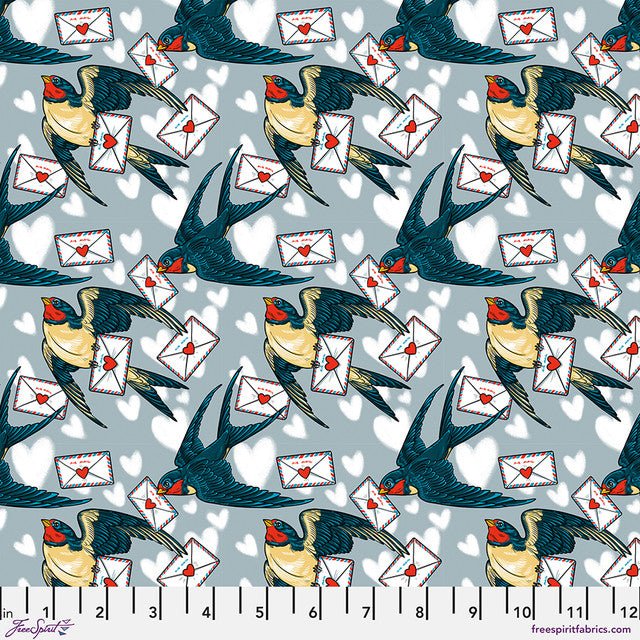 Air Mail - Love Letters - Blue - QUILTING COTTON/POPLIN - homesewn