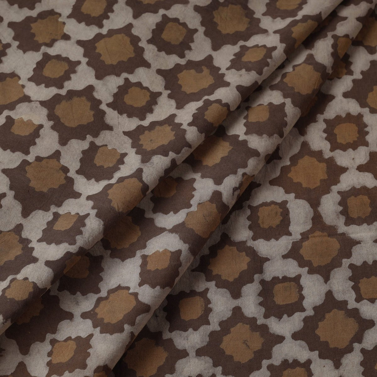 Akola Block Print Cotton Fabric - Brown - homesewn