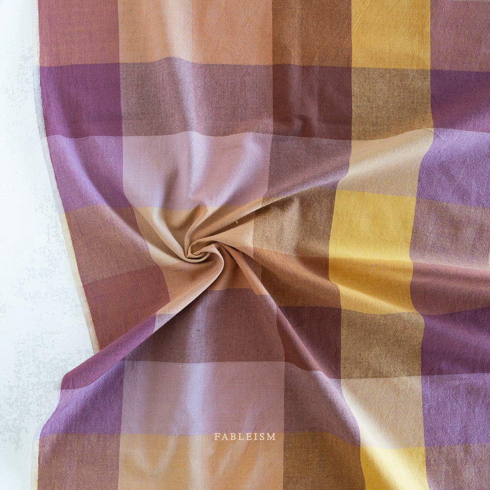 arriving 2/10 Happy Place Checkers 135gsm - Meadow - Golden Hour Wovens by Fableism - homesewn