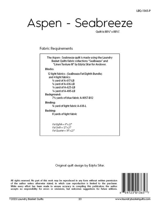 Aspen Seabreeze Quilt Pattern - homesewn