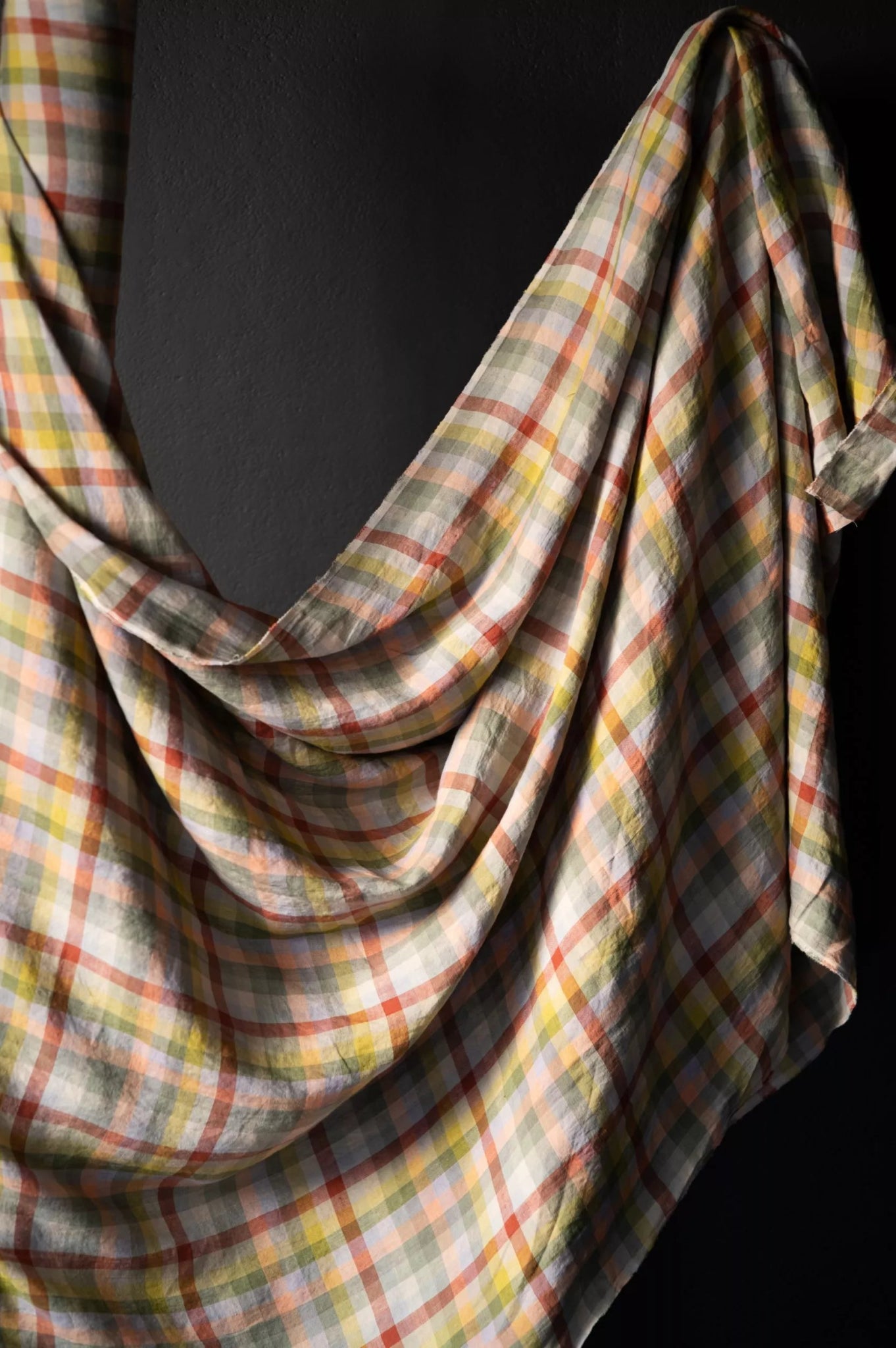 Aurora Check European Laundered Linen - 58" Wide - homesewn