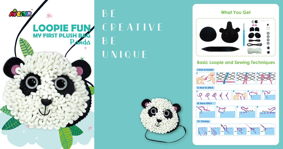 Avenir - Loopie Fun Plush Bag PANDA - homesewn