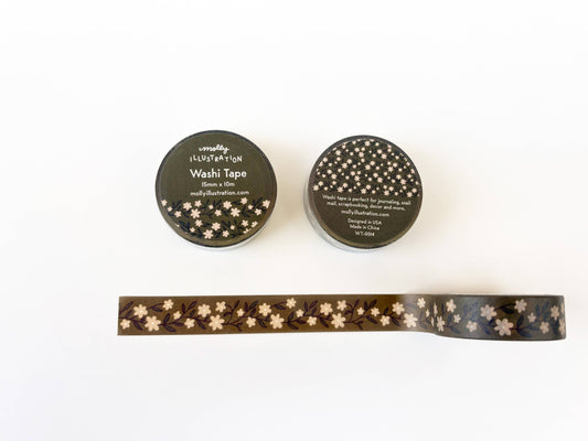 Green Scrolling Flower Decorative Washi Tape