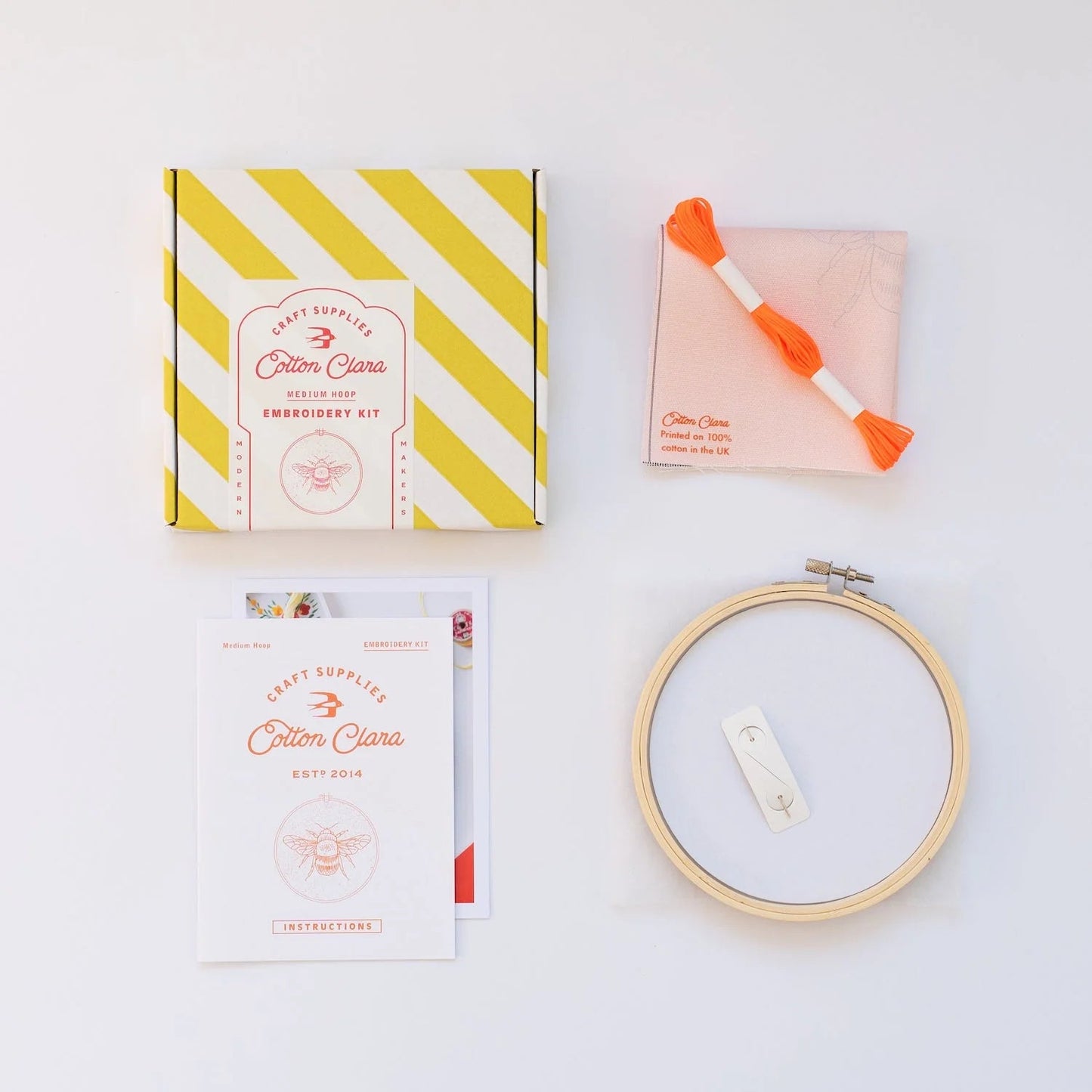 Bee Embroidery Hoop Kit - Khaki Yellow - homesewn