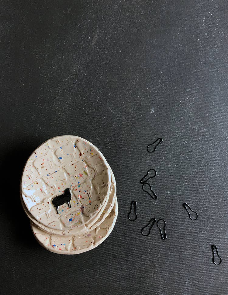 Black Sheep - Rainbow Speckled Ceramic Notions Dish - homesewn