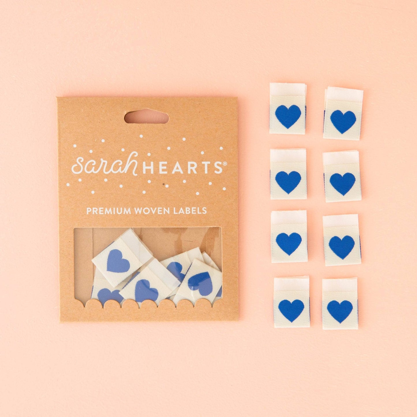 Blue Heart Woven Labels - Sewing Woven Clothing Label Tags - homesewn