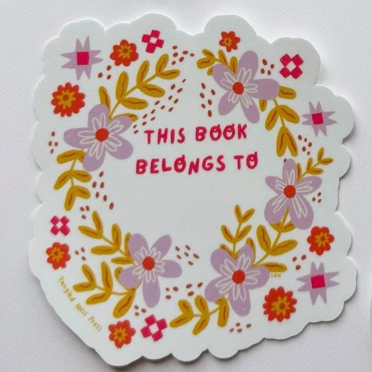 Book Plate Sticker Florals - by local artist Caitlin Herrschaft - homesewn