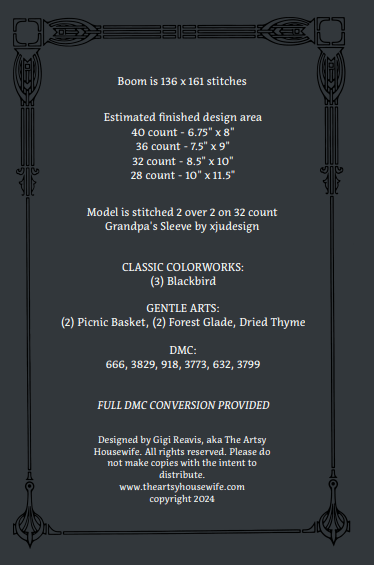 Boom Printed Cross Stitch Pattern - homesewn