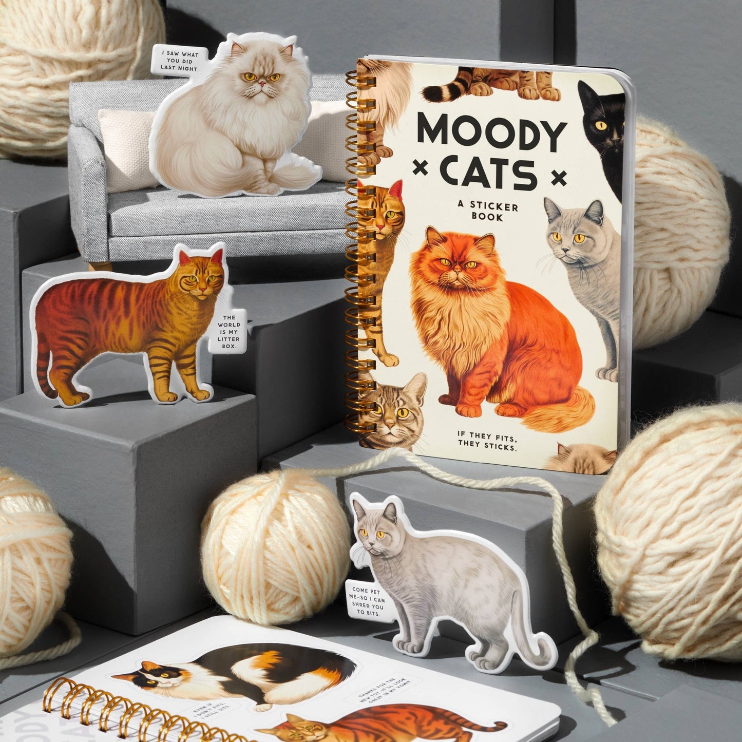 Brass Monkey Moody Cats Sticker Book - homesewn