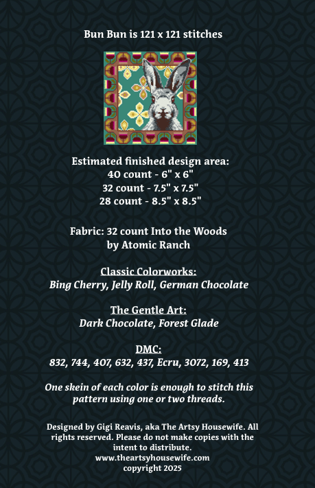 Bun Bun Printed Cross Stitch Pattern - homesewn