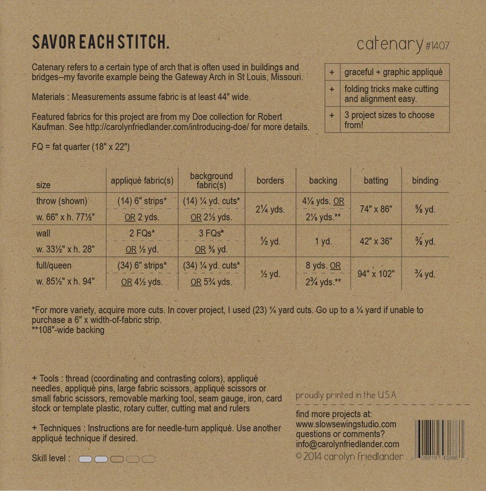 Cantenary Quilt Pattern - homesewn