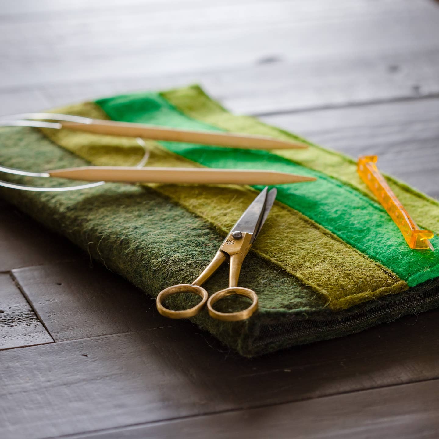 Circular Needle Pouch - 100% Felted Wool - homesewn