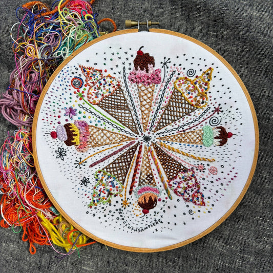 Complete Ice Cream Embroidery Kit - homesewn