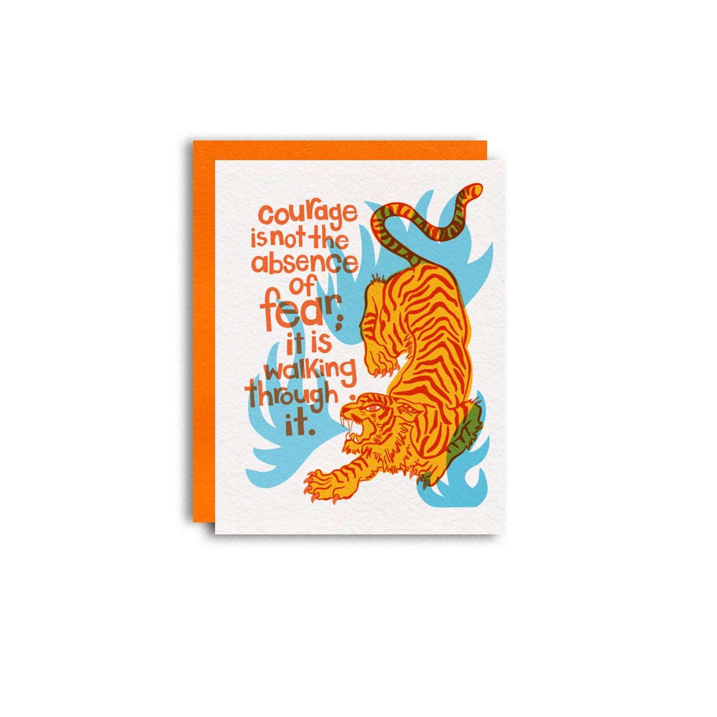 Courage Tiger Encouragement Risograph Greeting Card - homesewn