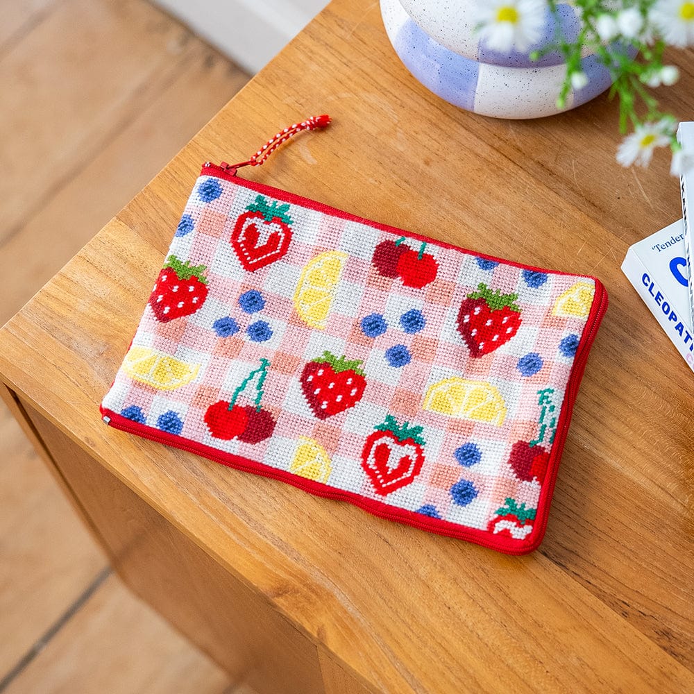 Fruit Market needlepoint pouch kit by Craft Club