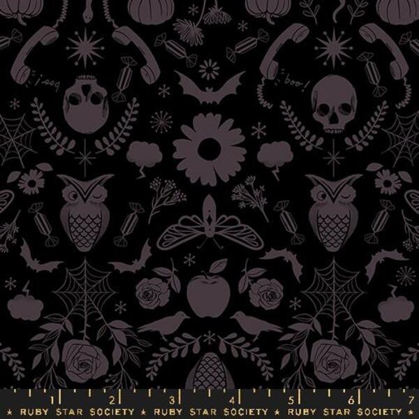 Creepy Damask - Black - Good Spirits RS5138 16 - homesewn