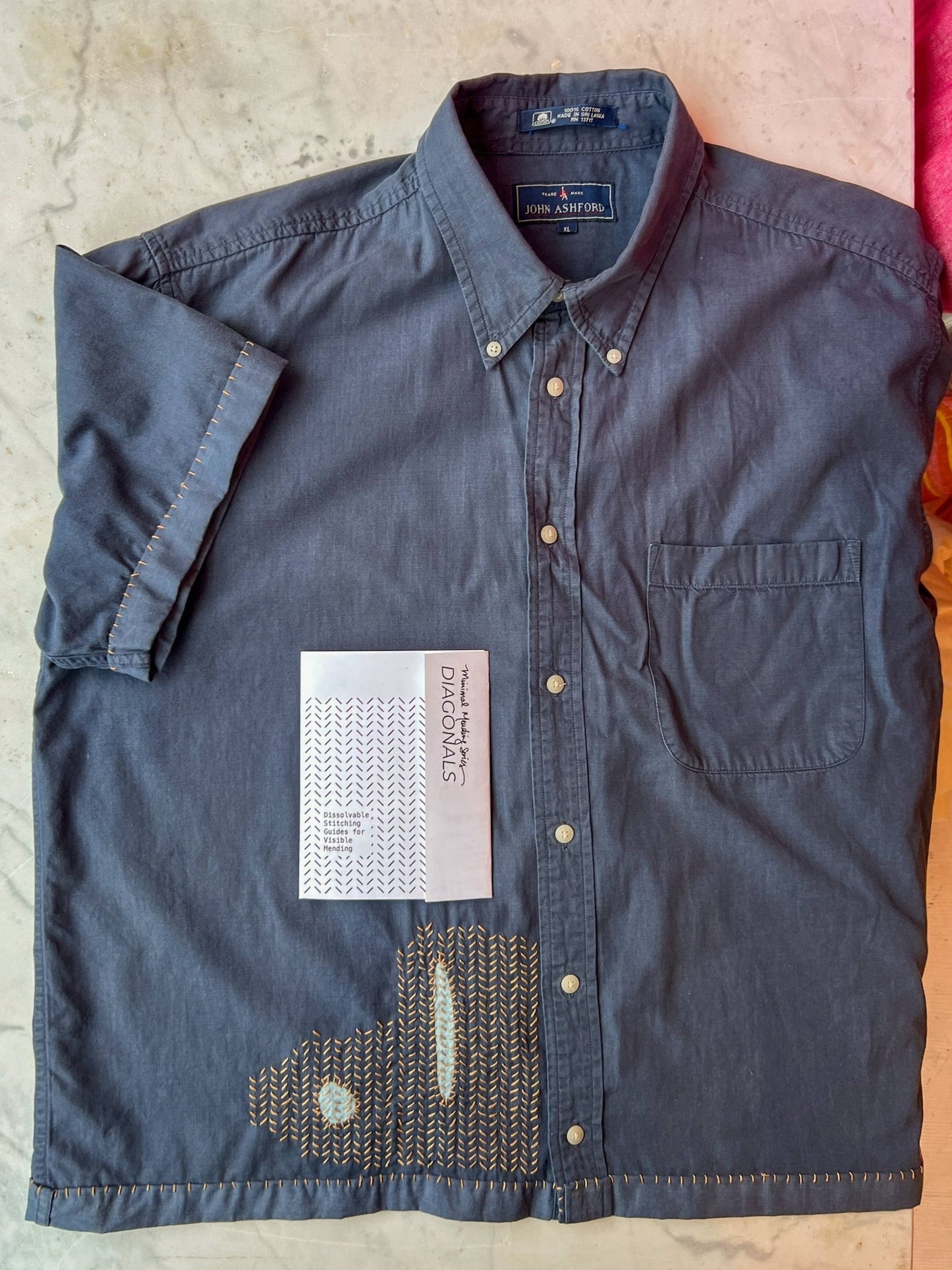 Diagonals - Minimal Mending + Embellishment Transfer - homesewn