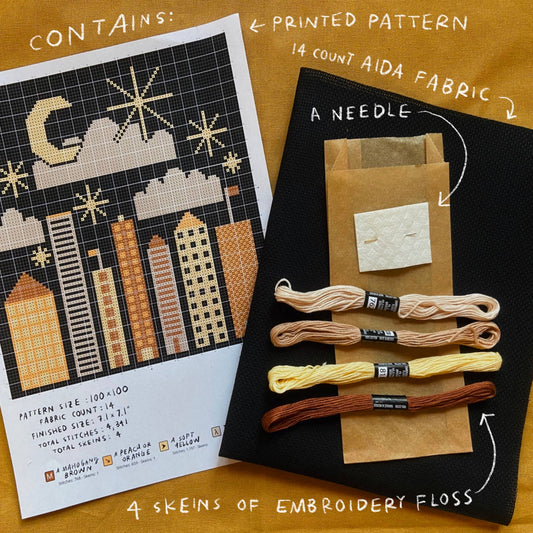 DIY CROSS STITCH KIT ~ City At Midnight - homesewn