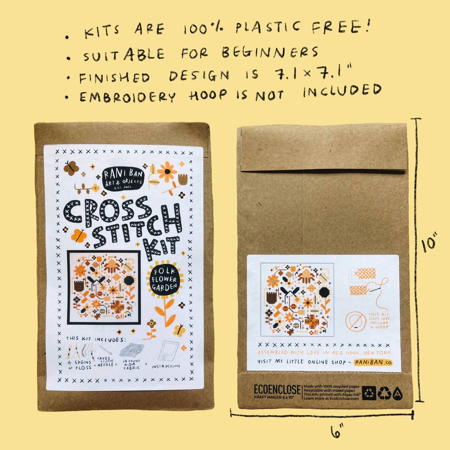 DIY CROSS STITCH KIT ~ Folky Flower Garden - homesewn