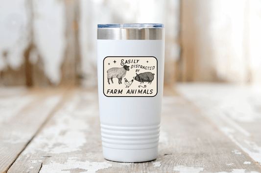 Easily Distracted by Farm Animals Sticker - sheep, chicken - homesewn
