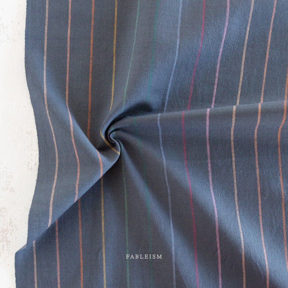 Fableism Skinny Stripe in Dark Rainbow - Lucky Loom - homesewn