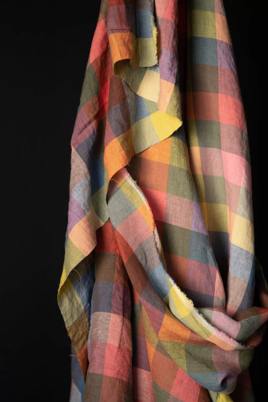 Festival Check European Laundered Linen - 58" Wide - homesewn