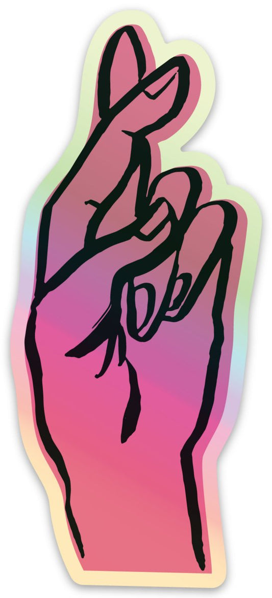 Fingers Crossed - Holographic Vinyl Sticker - homesewn