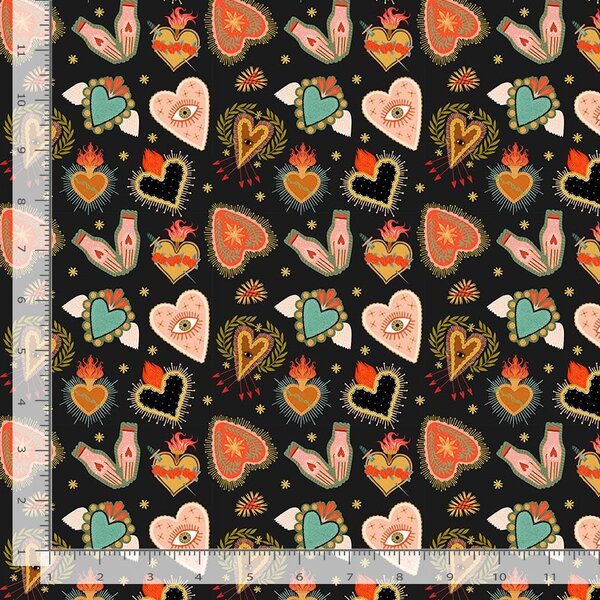 Flaming Hearts - Midnight - homesewn