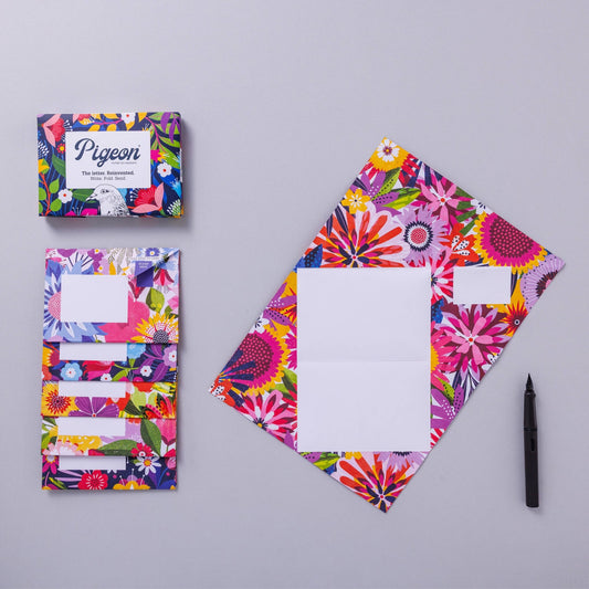 Floral Fantasia Pigeon, Botanical Folding Letters, Pack of 6 - homesewn