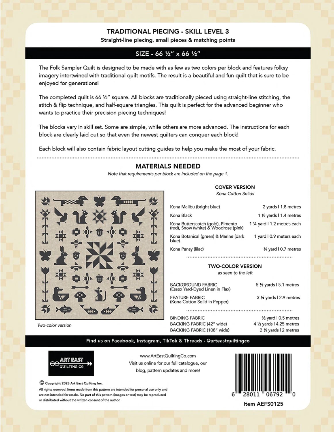 Folk Sampler - Complete Quilt Project Pattern Book - homesewn