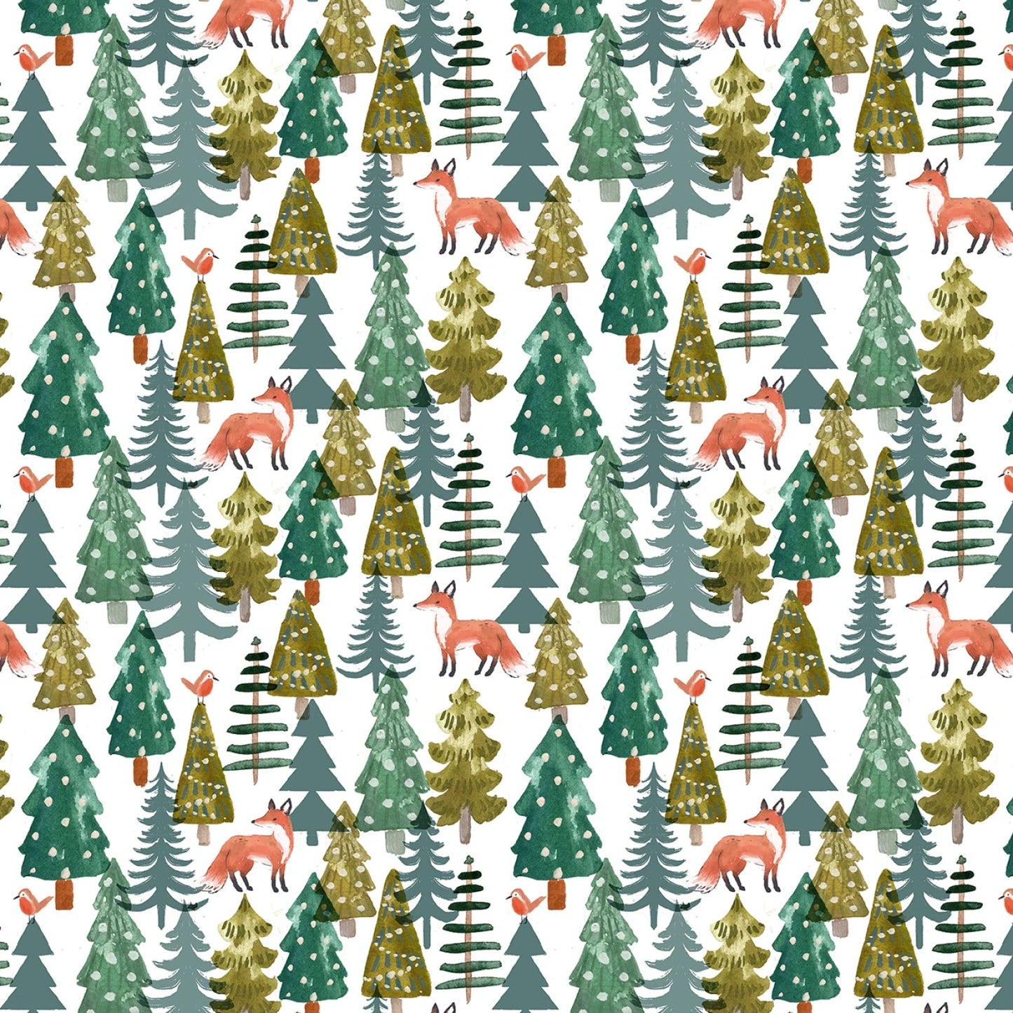 Fox Forest White - Baby It's Cold Outside QUILTING COTTON - homesewn