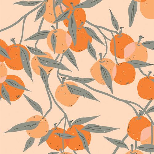 Fruit Laden Branches - Quilting Cotton - Tangerine - homesewn