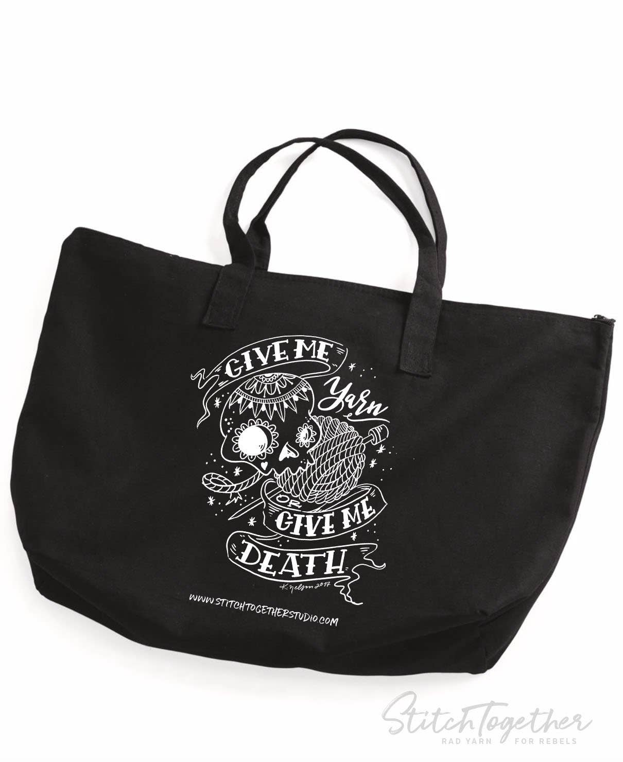 Give Me Yarn or Give Me Death Tote Bag - homesewn