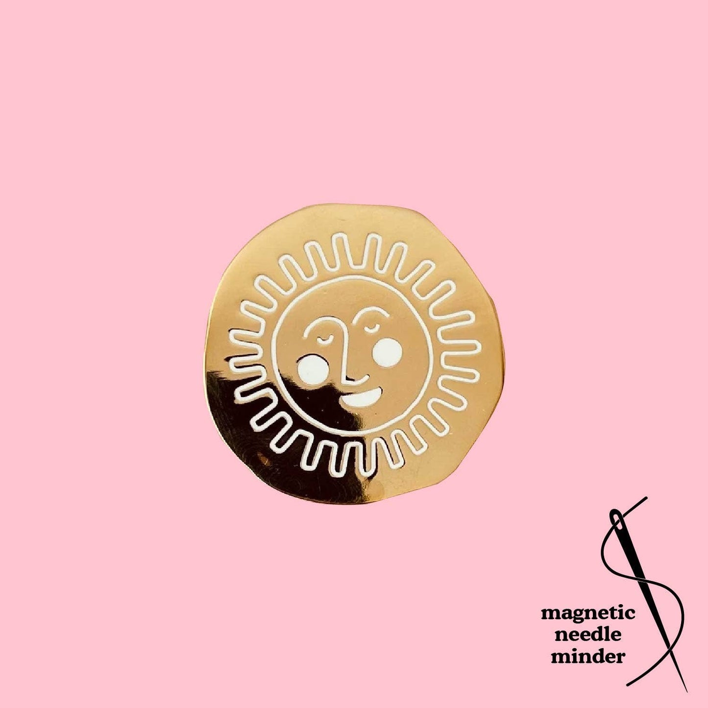 Gold Sun Face Needle Minder - homesewn