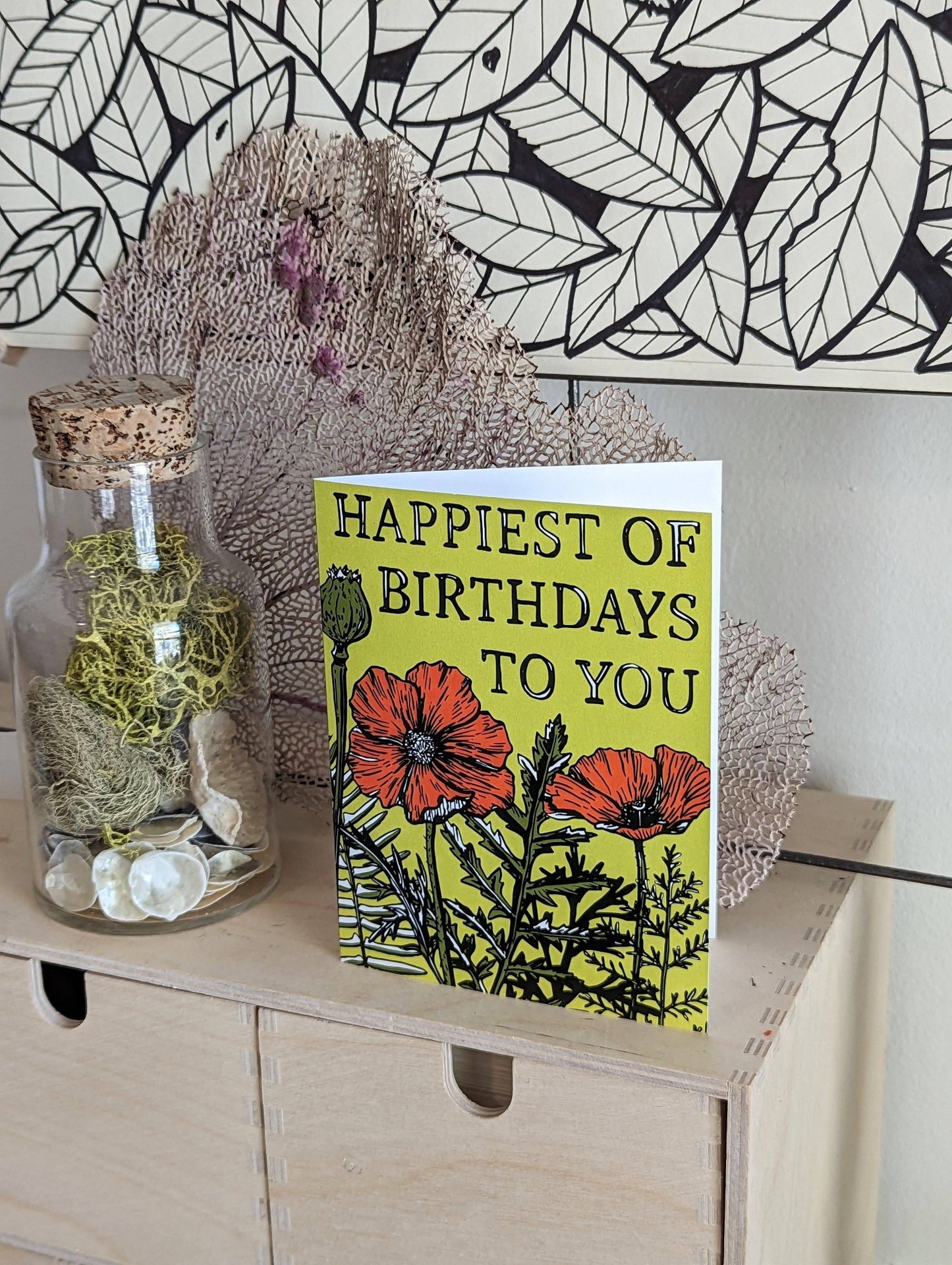 Greeting card | happiest of birthdays poppies - flowers - homesewn