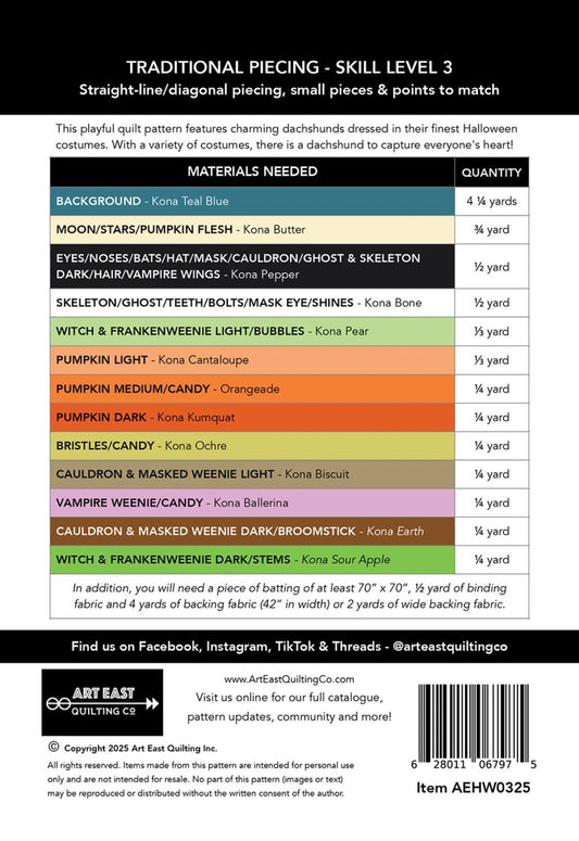 Halloweenies Quilt Pattern - homesewn