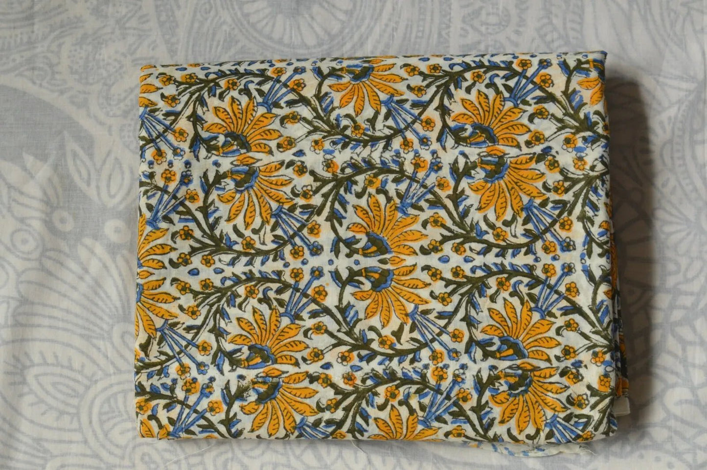 Hand Block Printed - Yellow Floral - homesewn