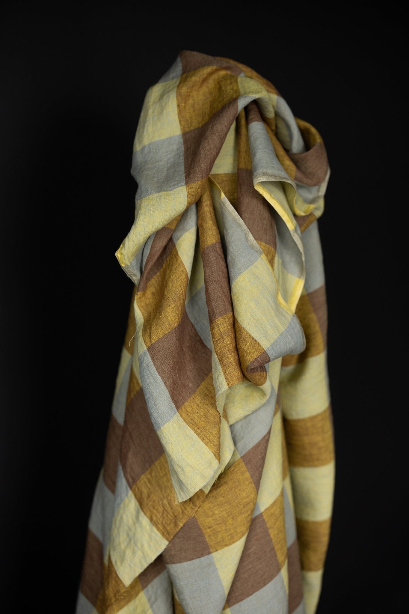 Hay Bale Blues European Laundered Linen - 58" Wide - homesewn