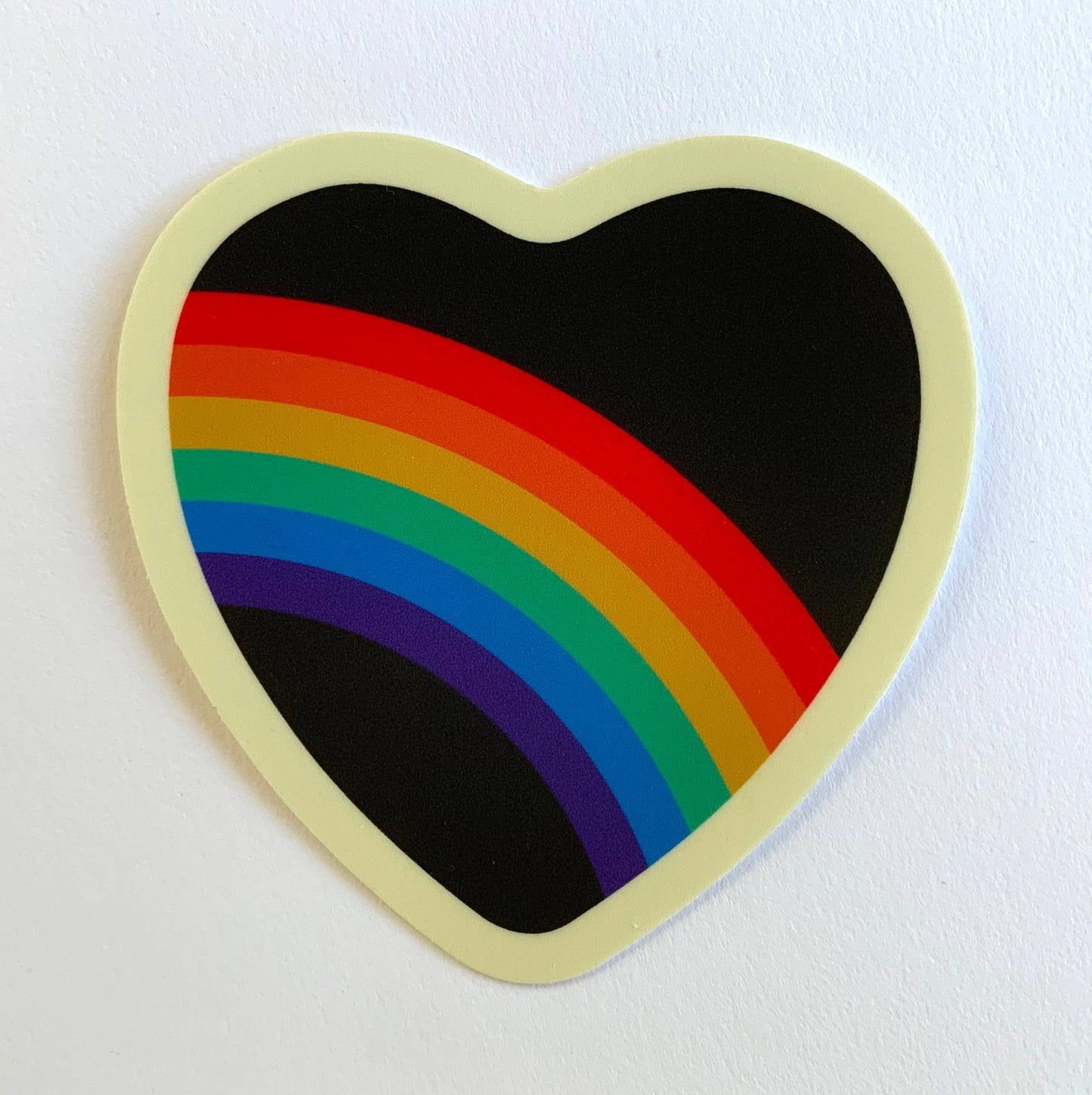Heart/Rainbow Bumper Sticker, Durable vinyl decal - homesewn