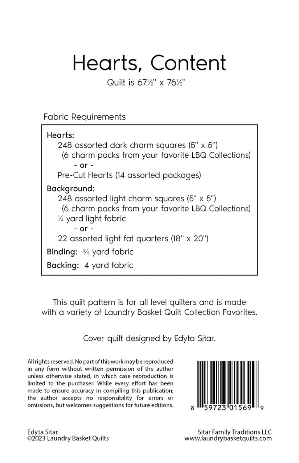 Hearts, Content Quilt Pattern - homesewn