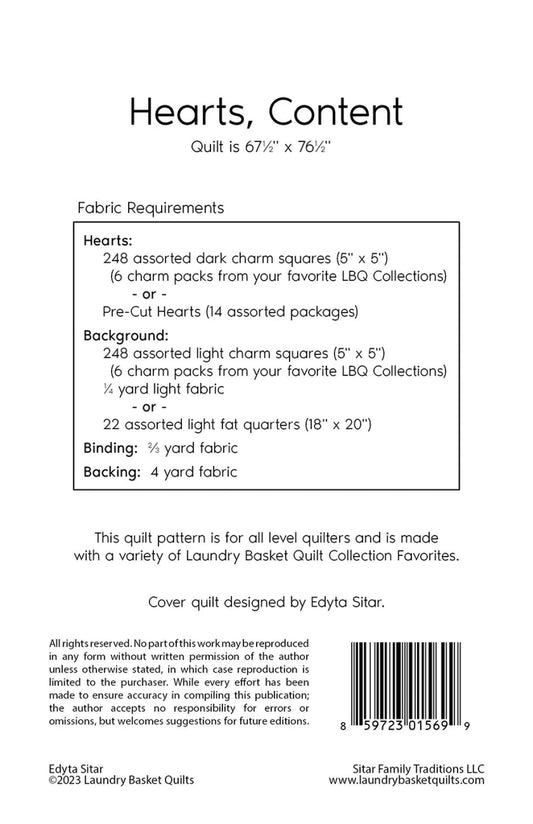 Hearts, Content Quilt Pattern - homesewn