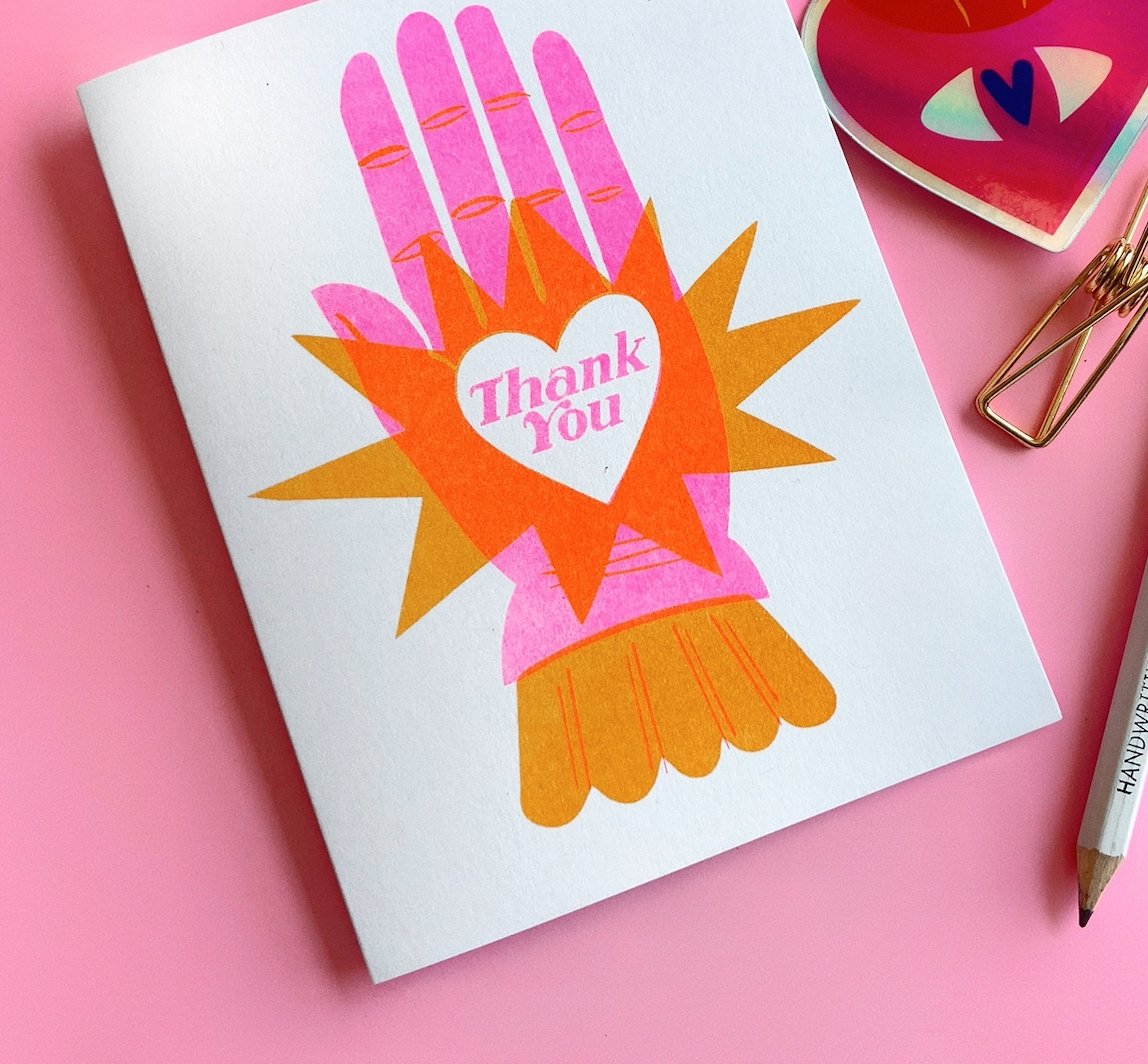 Helping Hand Risograph Thank You Card - homesewn